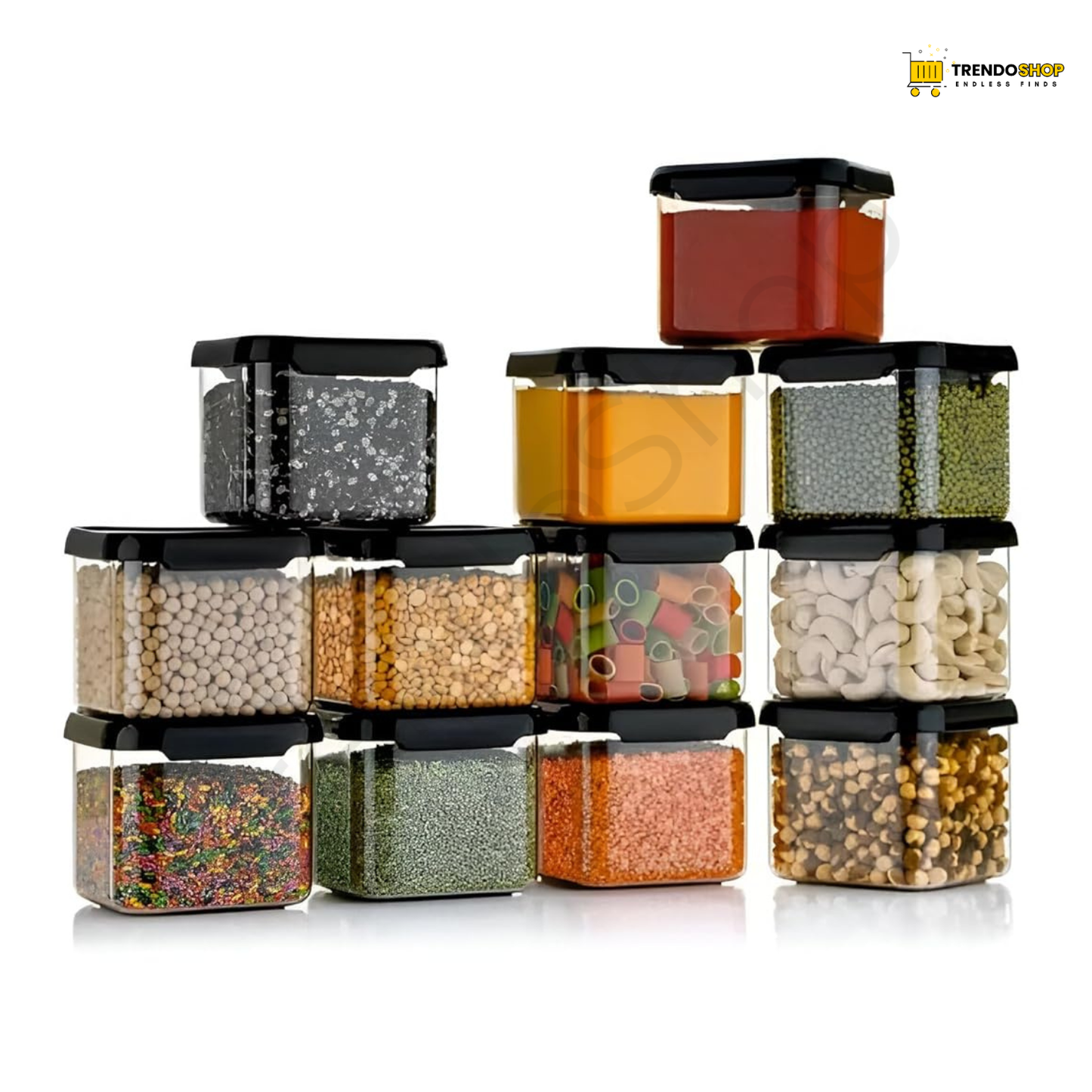 TrendoShop Airtight Storage Jar Set for Kitchen BPA Free Plastic Containers with Secure Lid Kitchen Organizer Pantry Storage Containers for Dry Fruits Dal Rice Multipurpose Black