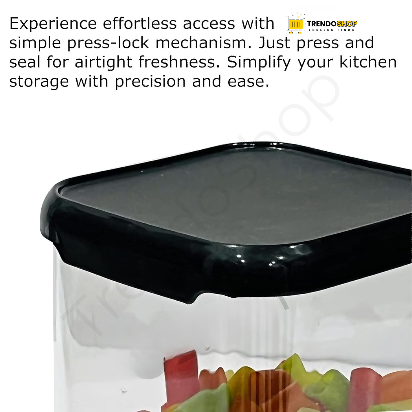 TrendoShop Airtight Storage Jar Set for Kitchen BPA Free Plastic Containers with Secure Lid Kitchen Organizer Pantry Storage Containers for Dry Fruits Dal Rice Multipurpose Black