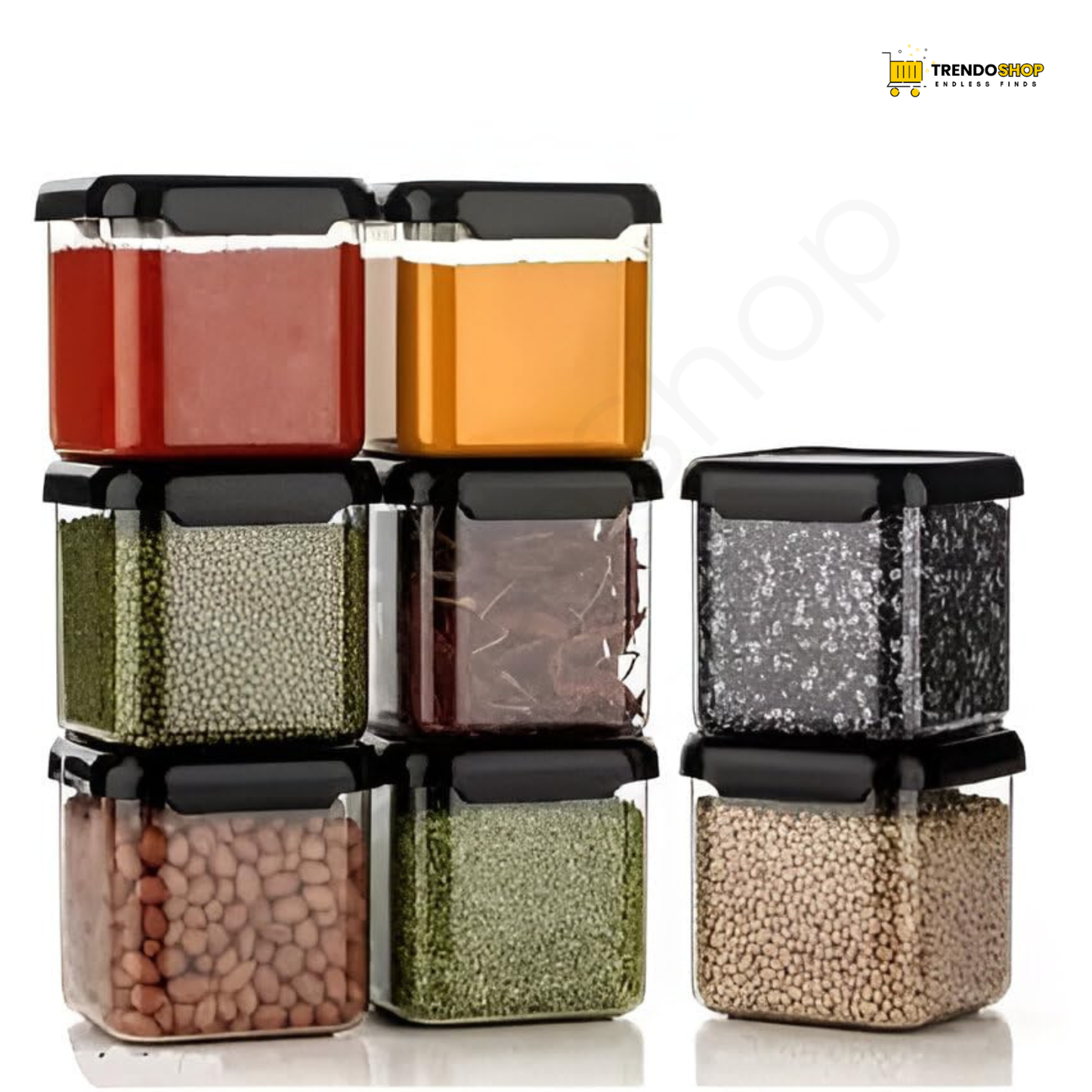 TrendoShop Airtight Storage Jar Set for Kitchen BPA Free Plastic Containers with Secure Lid Kitchen Organizer Pantry Storage Containers for Dry Fruits Dal Rice Multipurpose Black