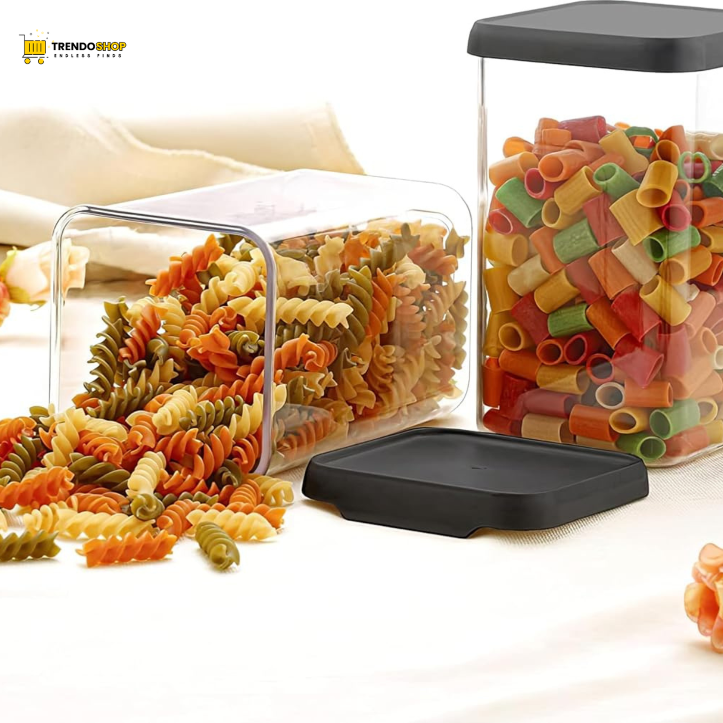 TrendoShop Airtight Storage Jar Set for Kitchen BPA Free Plastic Containers with Secure Lid Kitchen Organizer Pantry Storage Containers for Dry Fruits Dal Rice Multipurpose Black