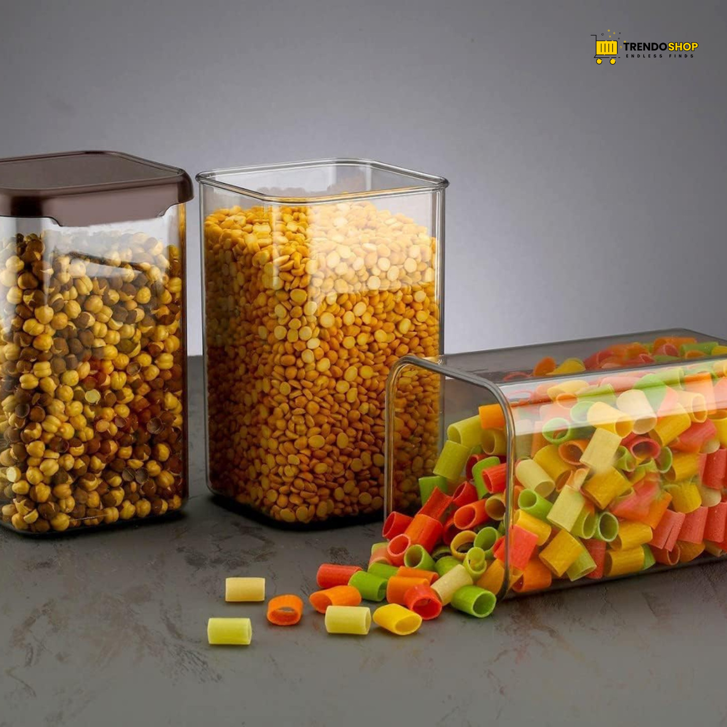 TrendoShop Airtight Storage Jar Set for Kitchen BPA Free Plastic Containers with Secure Lid Kitchen Organizer Pantry Storage Containers for Dry Fruits Dal Rice Multipurpose Black