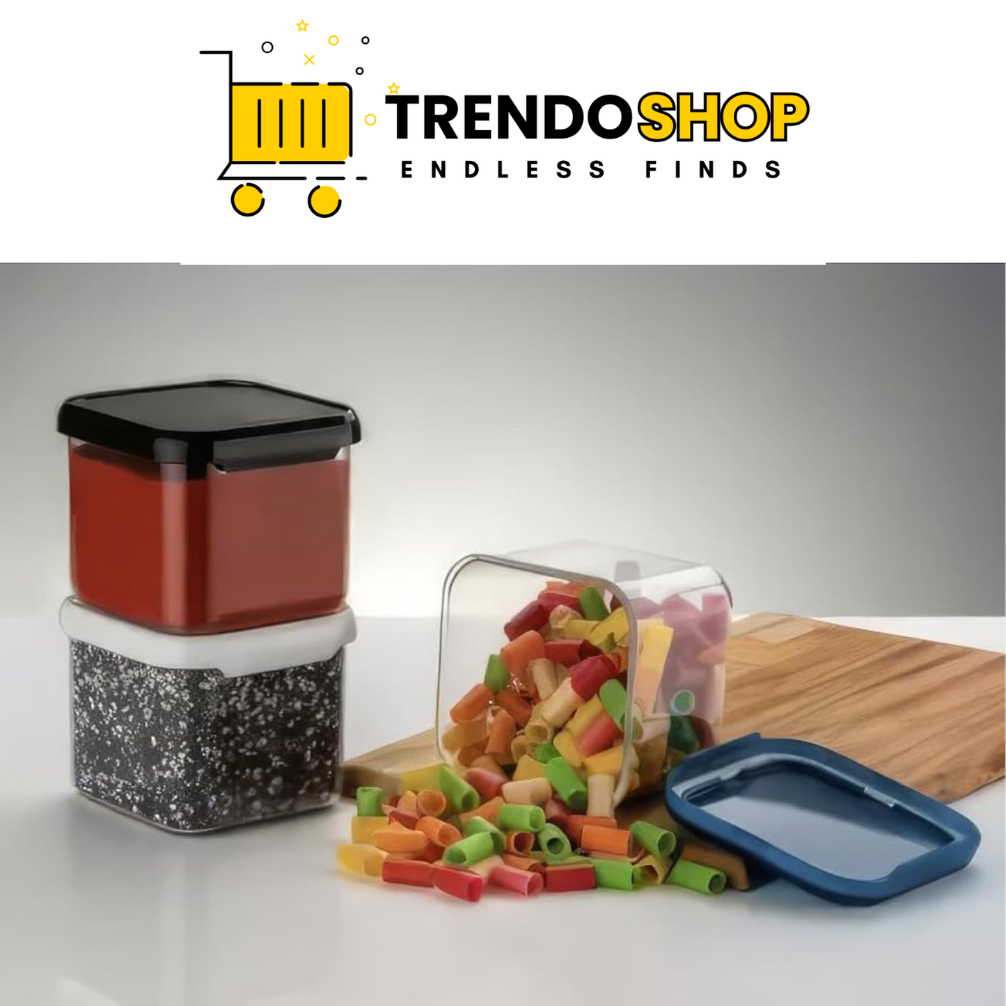 TrendoShop Airtight Storage Jar Set for Kitchen BPA Free Plastic Containers with Secure Lid Kitchen Organizer Pantry Storage Containers for Dry Fruits Dal Rice Multipurpose Black