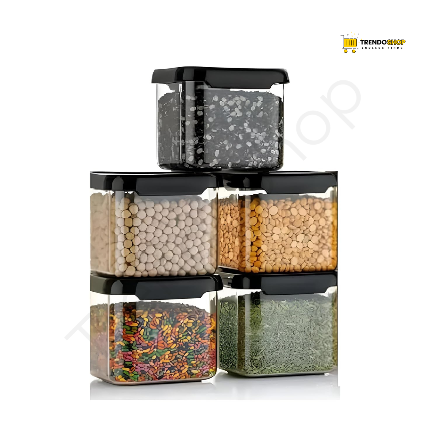 TrendoShop Airtight Storage Jar Set for Kitchen BPA Free Plastic Containers with Secure Lid Kitchen Organizer Pantry Storage Containers for Dry Fruits Dal Rice Multipurpose Black