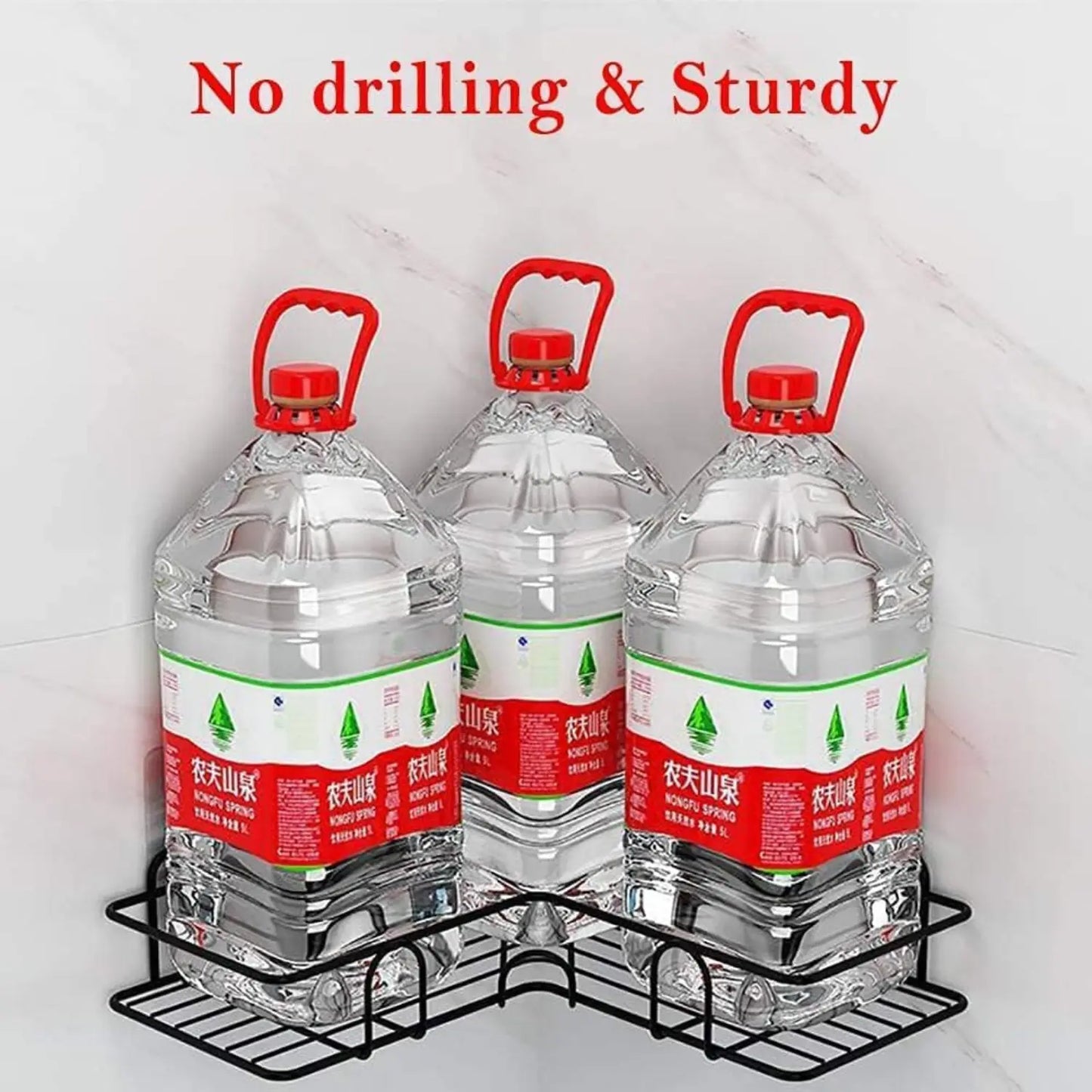 TrendoShop Corner Bathroom Shelf Iron Wall Mounted Storage Rack Matte Black Anti Rust No Drill Bathroom Kitchen Organizer Heavy Duty