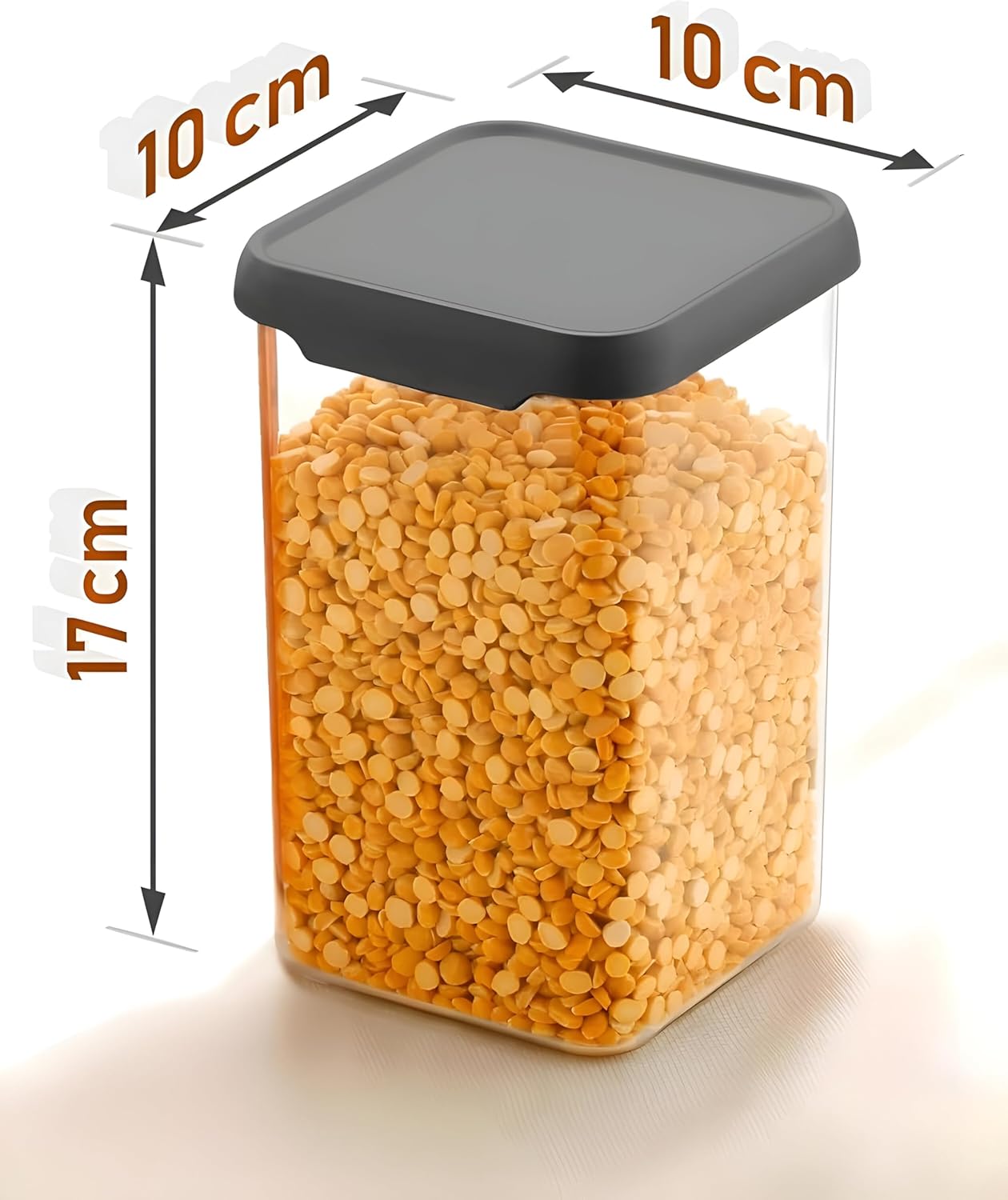 TrendoShop Airtight Storage Jar Set for Kitchen BPA Free Plastic Containers with Secure Lid Kitchen Organizer Pantry Storage Containers for Dry Fruits Dal Rice Multipurpose Black