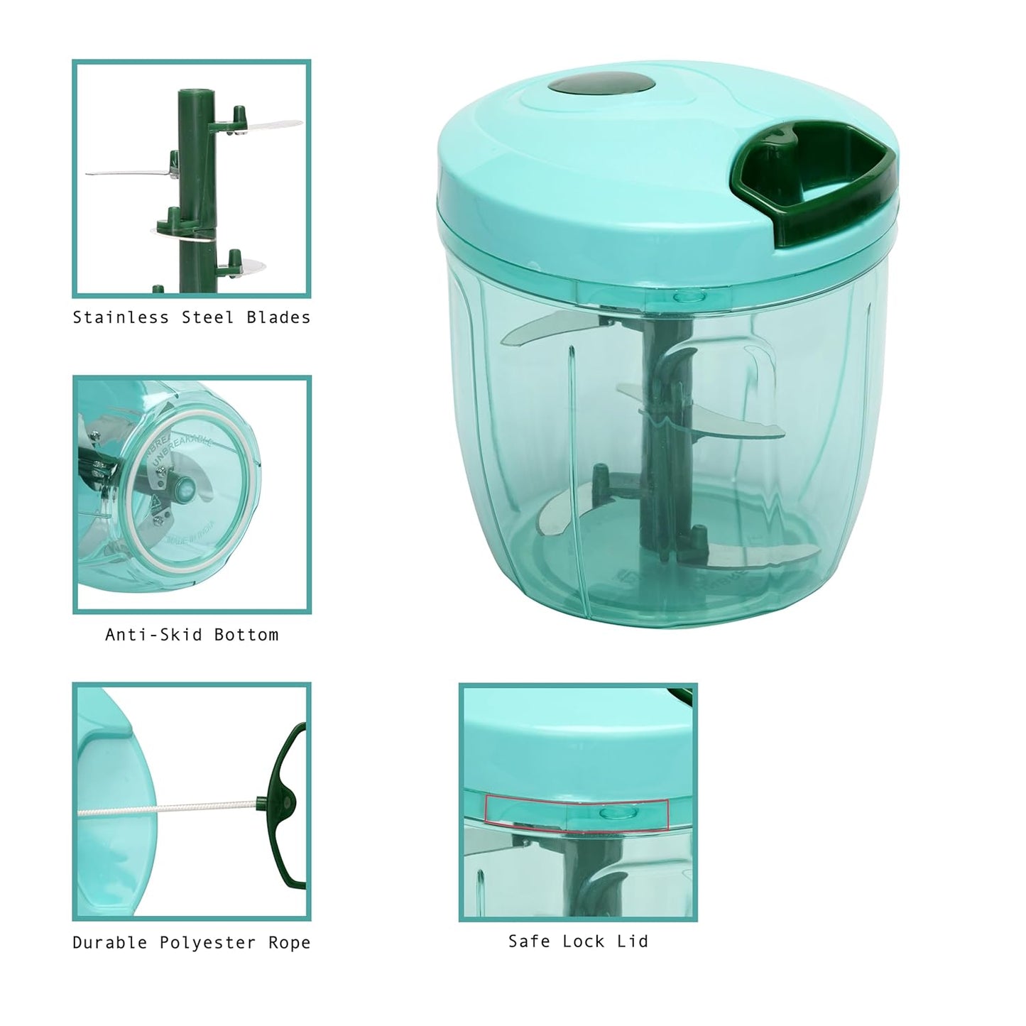 Manual Vegetable & Fruit Chopper Multicolor | Quick & Push Hand Chopper | 450ml/500ml/650ml/700ml/1000ml/1100ml Sizes | Kitchen Cutter for Salad, Ginger, Onion & Veggies