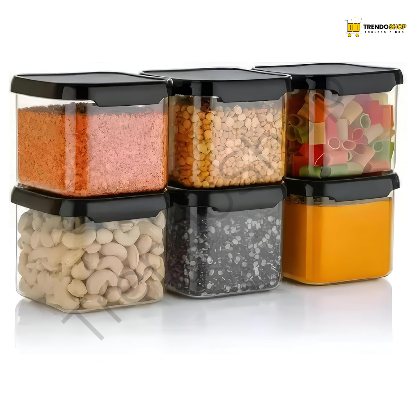 TrendoShop Airtight Storage Jar Set for Kitchen BPA Free Plastic Containers with Secure Lid Kitchen Organizer Pantry Storage Containers for Dry Fruits Dal Rice Multipurpose Black
