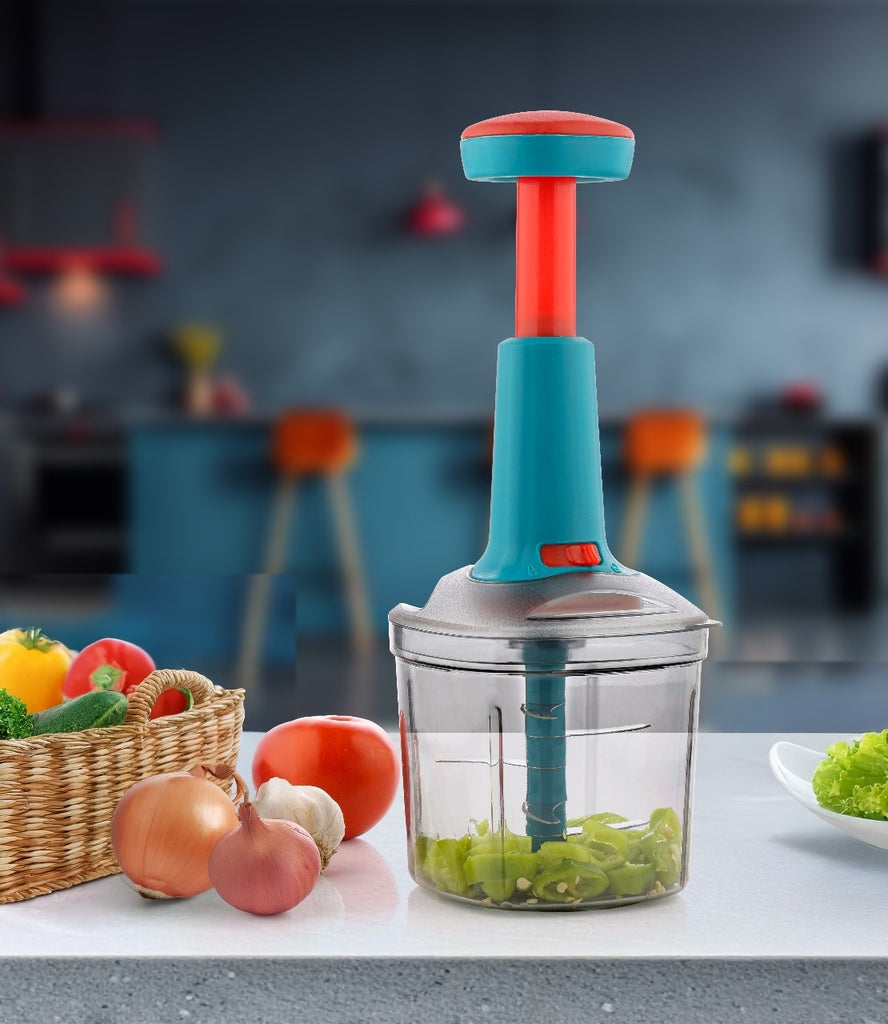 Manual Vegetable & Fruit Chopper Multicolor | Quick & Push Hand Chopper | 450ml/500ml/650ml/700ml/1000ml/1100ml Sizes | Kitchen Cutter for Salad, Ginger, Onion & Veggies