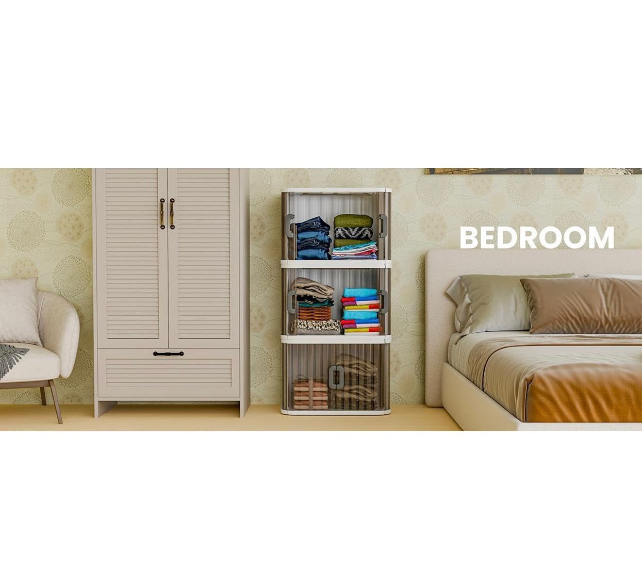 TrendoShop Storage Cabinet – 1–4 Layer Plastic Wardrobe with Drawers, Multipurpose Kids Storage Organizer