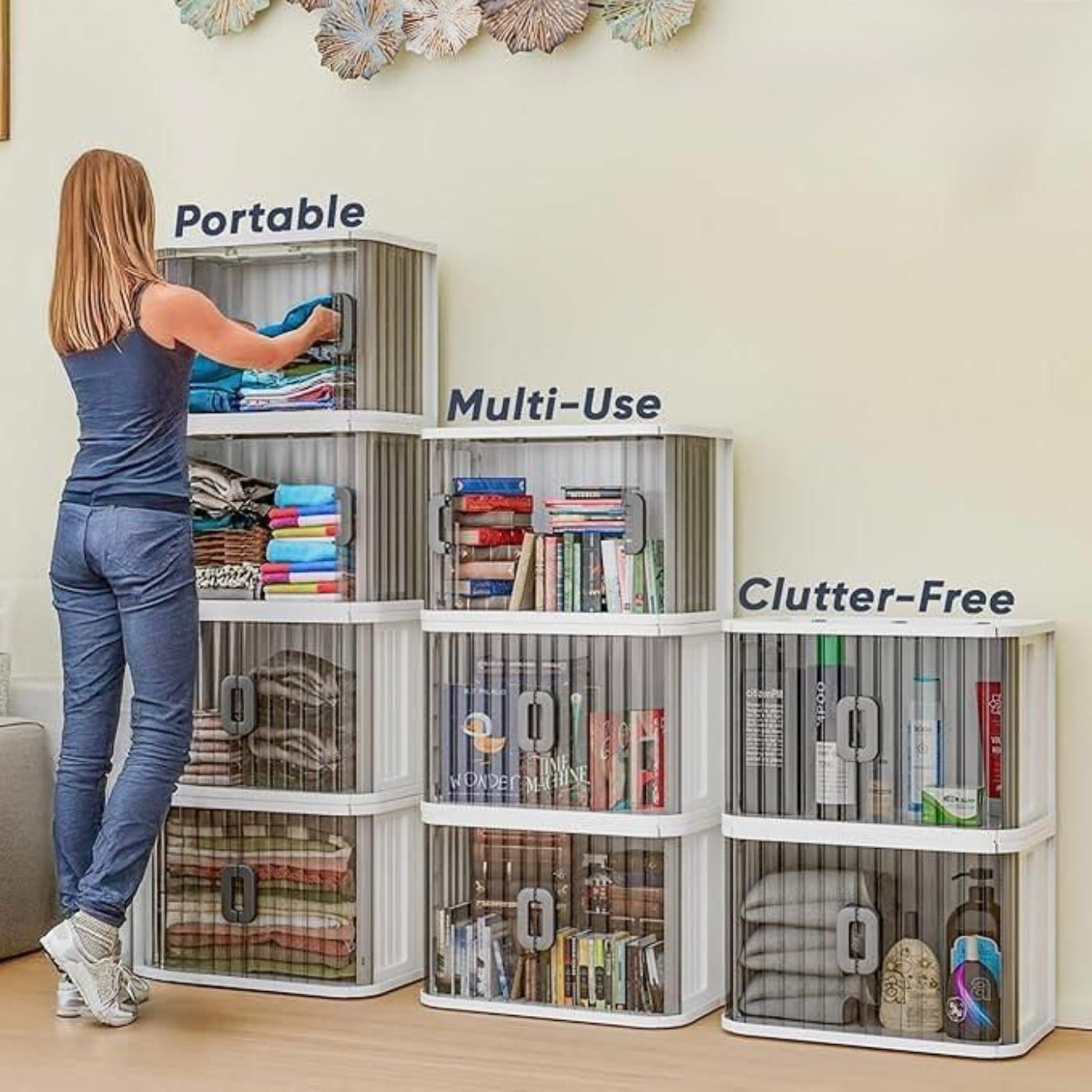 TrendoShop Storage Cabinet – 1–4 Layer Plastic Wardrobe with Drawers, Multipurpose Kids Storage Organizer