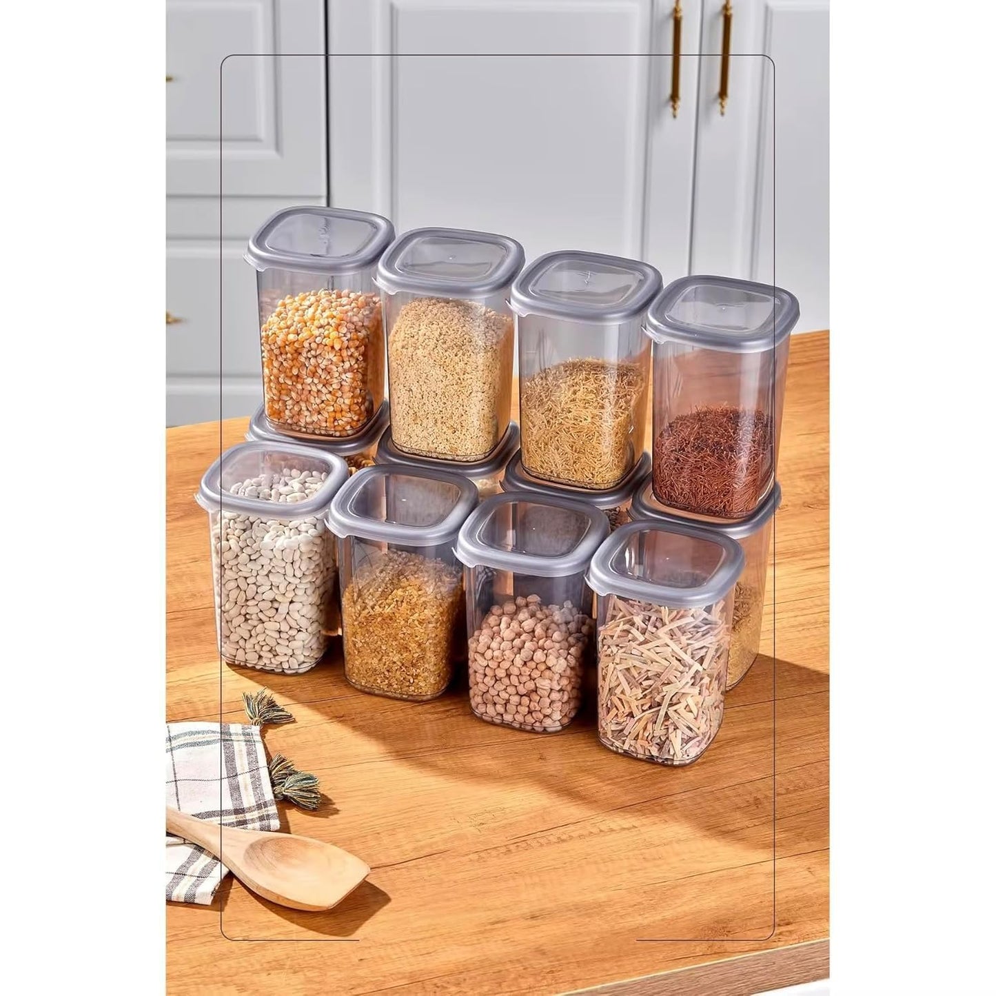 TrendoShop Airtight Kitchen Storage Containers Set | 1100 ML Transparent Food Storage Boxes for Pulses, Grains, Cereals, Snacks & Dry Fruits | Kitchen Accessories for Home (Pack of 6)