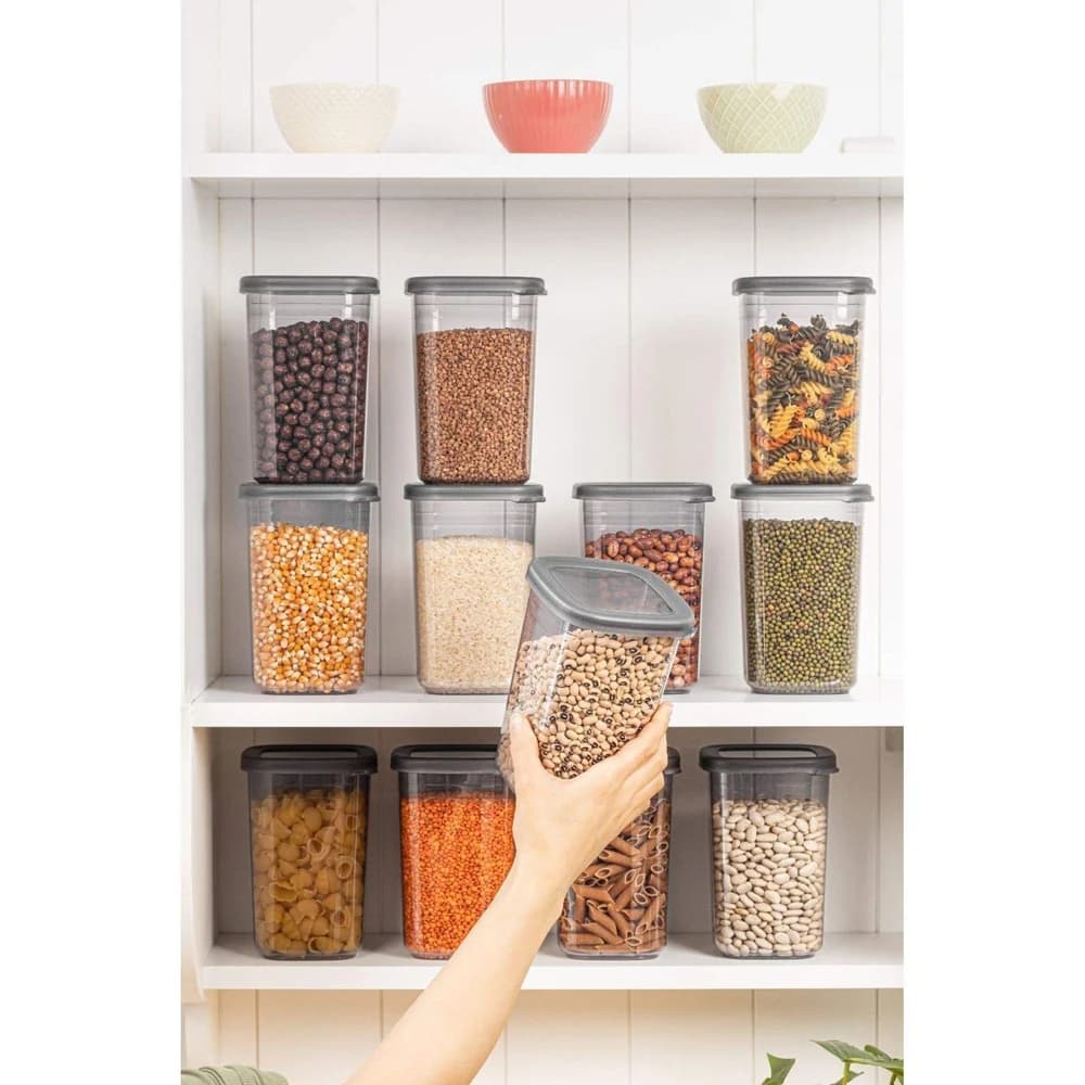 TrendoShop Airtight Kitchen Storage Containers Set | 1100 ML Transparent Food Storage Boxes for Pulses, Grains, Cereals, Snacks & Dry Fruits | Kitchen Accessories for Home (Pack of 6)