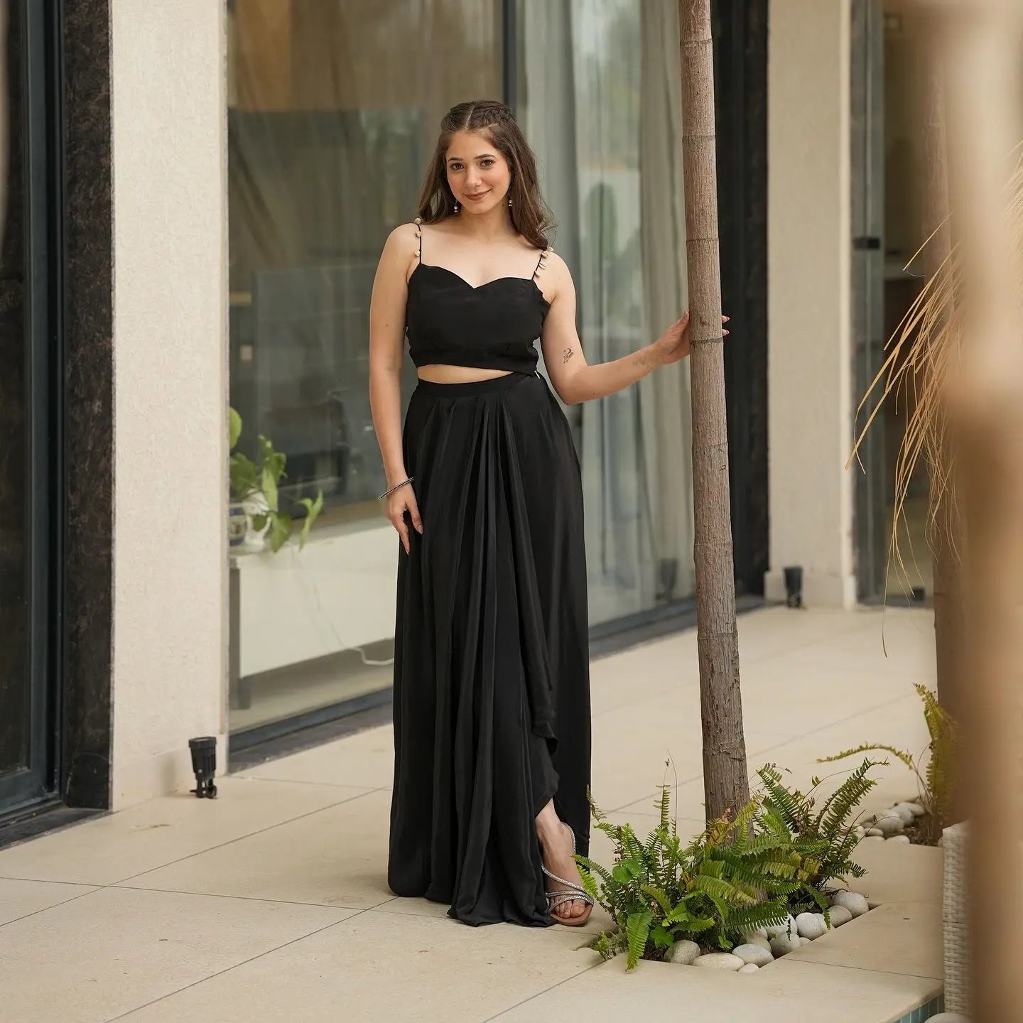 Elegant Draped Skirt Co-ord Set for Women – Party & Festive Wear | TrendoShop