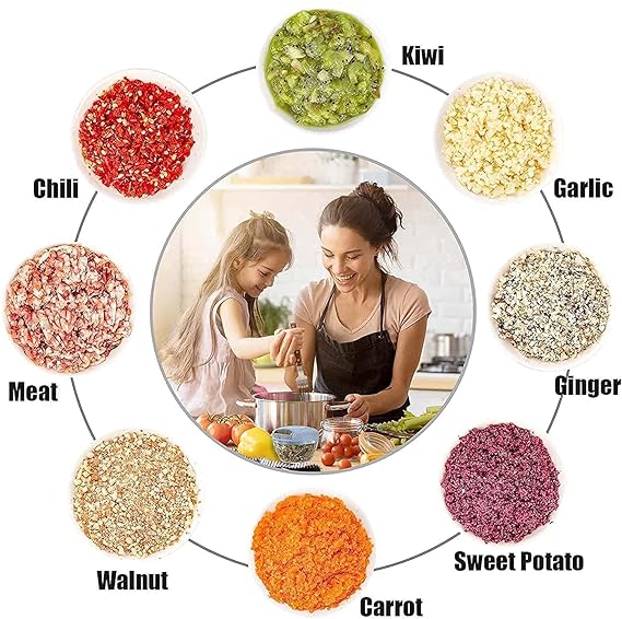 Manual Vegetable & Fruit Chopper Multicolor | Quick & Push Hand Chopper | 450ml/500ml/650ml/700ml/1000ml/1100ml Sizes | Kitchen Cutter for Salad, Ginger, Onion & Veggies