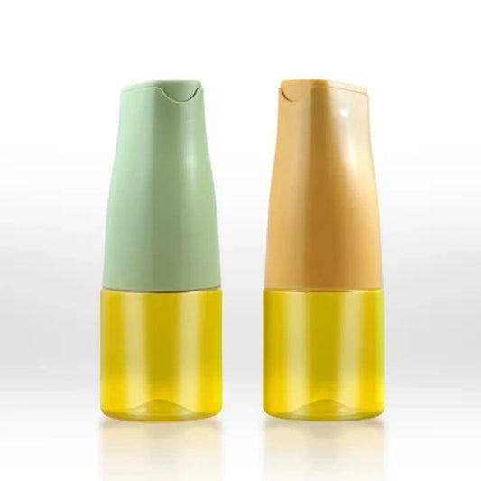 Gravity Automatic Oil Dispenser Bottle, 500ml, Food Grade Plastic, No Drip Spout, for Olive Oil, Cooking Oil, Vinegar, Soy Sauce | Pastel Green & Mustard Yellow
