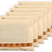 Cotton Saree Cover Bags for Storage – Set of 6 and 12 Large (16.5 x 14.5 Inches) | Zip Closure Clothes Storage Bags with Transparent Mesh Window | Wardrobe Organizer, Beige