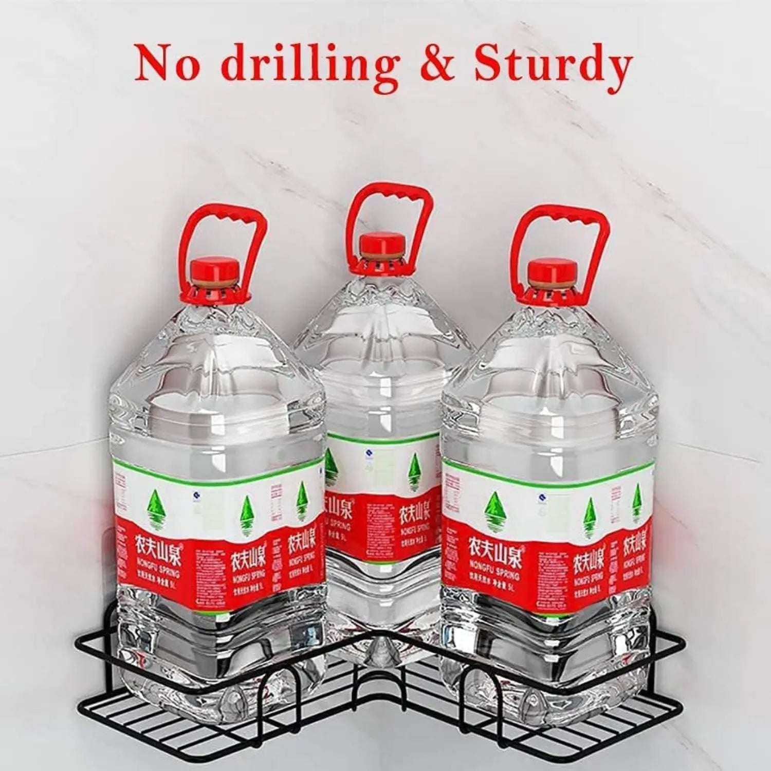 TrendoShop Corner Bathroom Shelf Iron Wall Mounted Storage Rack Matte Black Anti Rust No Drill Bathroom Kitchen Organizer Heavy Duty