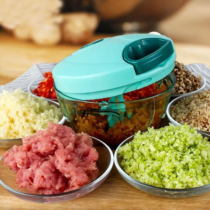 Manual Vegetable & Fruit Chopper Multicolor | Quick & Push Hand Chopper | 450ml/500ml/650ml/700ml/1000ml/1100ml Sizes | Kitchen Cutter for Salad, Ginger, Onion & Veggies