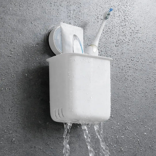 Wall Mounted Toothbrush Holder for Bathroom | Plastic Toothbrush Holder with Drainage | Toothbrush Stand & Bathroom Wall Shelf Organizer