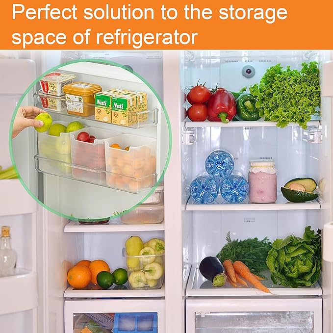 TrendoShop 6 Pcs Refrigerator Storage Boxes | Side Door Organizer | Fresh Food & Fruit Containers