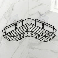 TrendoShop Corner Bathroom Shelf Iron Wall Mounted Storage Rack Matte Black Anti Rust No Drill Bathroom Kitchen Organizer Heavy Duty