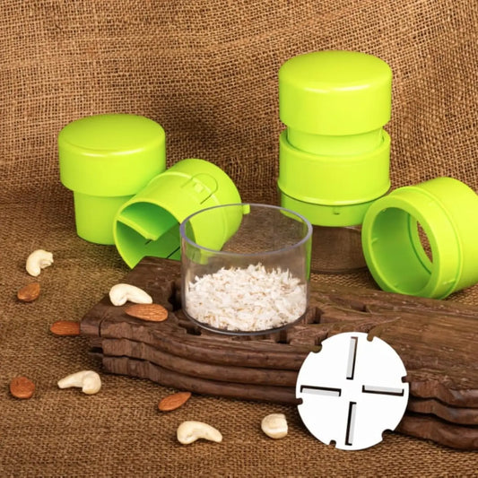 TrendoShop Dry Fruit Cutter & Slicer with Storage Cup | Stainless Steel Blades for Almond, Cashew, Pistachio & Nut Slicing | Easy Grip, Durable Manual Nut Chopper (Multicolour)