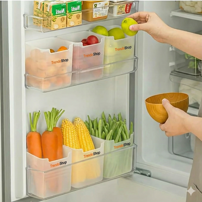 TrendoShop 6 Pcs Refrigerator Storage Boxes | Side Door Organizer | Fresh Food & Fruit Containers