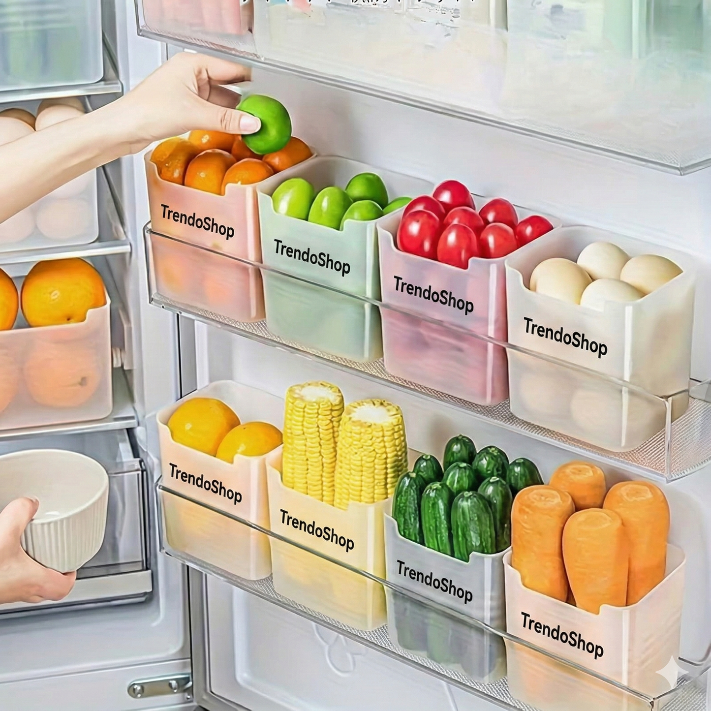 TrendoShop 6 Pcs Refrigerator Storage Boxes | Side Door Organizer | Fresh Food & Fruit Containers