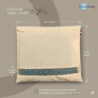 Cotton Saree Cover Bags for Storage – Set of 6 and 12 Large (16.5 x 14.5 Inches) | Zip Closure Clothes Storage Bags with Transparent Mesh Window | Wardrobe Organizer, Beige