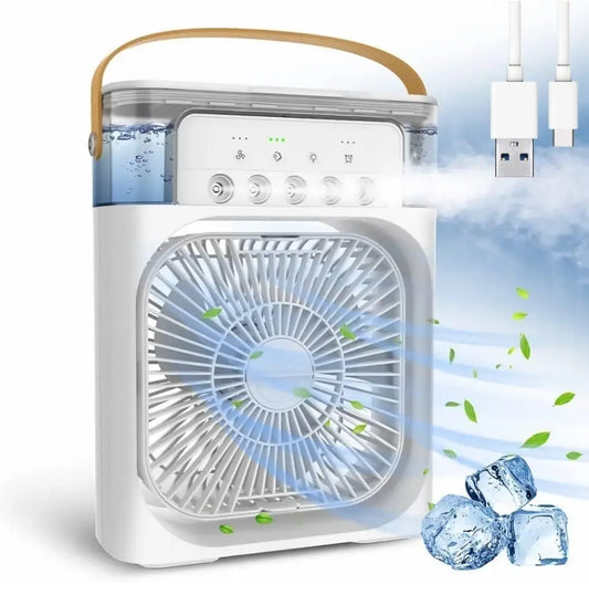 Portable Mini Air Cooler Fan with Water Spray & LED Light – 3 Speed Personal Room Cooler, USB Mini AC for Home, Office & Travel