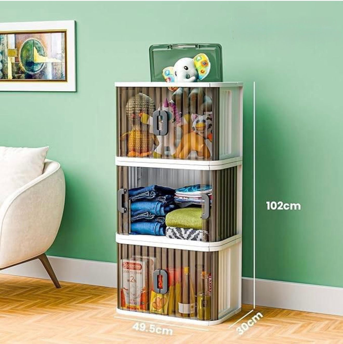 TrendoShop Storage Cabinet – 1–4 Layer Plastic Wardrobe with Drawers, Multipurpose Kids Storage Organizer