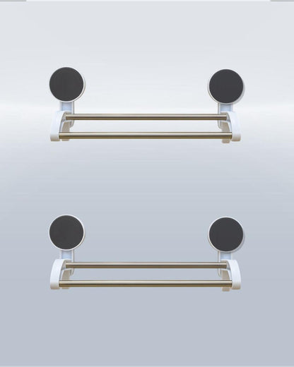 TrendoShop Double Rod Bathroom Towel Hanger | Strong Wall Mounted Towel Rack with Hooks | Space Saving Bathroom Organizer