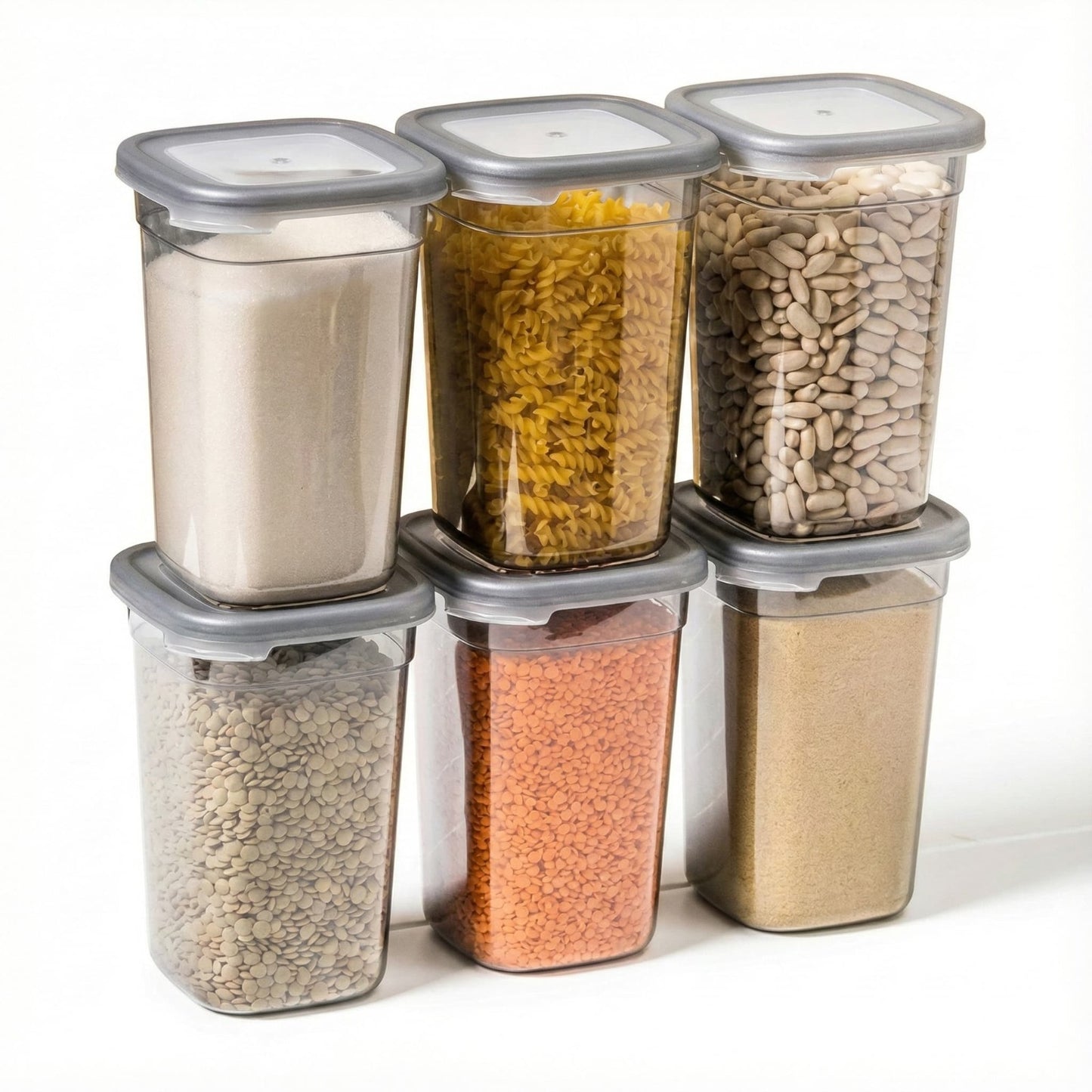 TrendoShop Airtight Kitchen Storage Containers Set | 1100 ML Transparent Food Storage Boxes for Pulses, Grains, Cereals, Snacks & Dry Fruits | Kitchen Accessories for Home (Pack of 6)