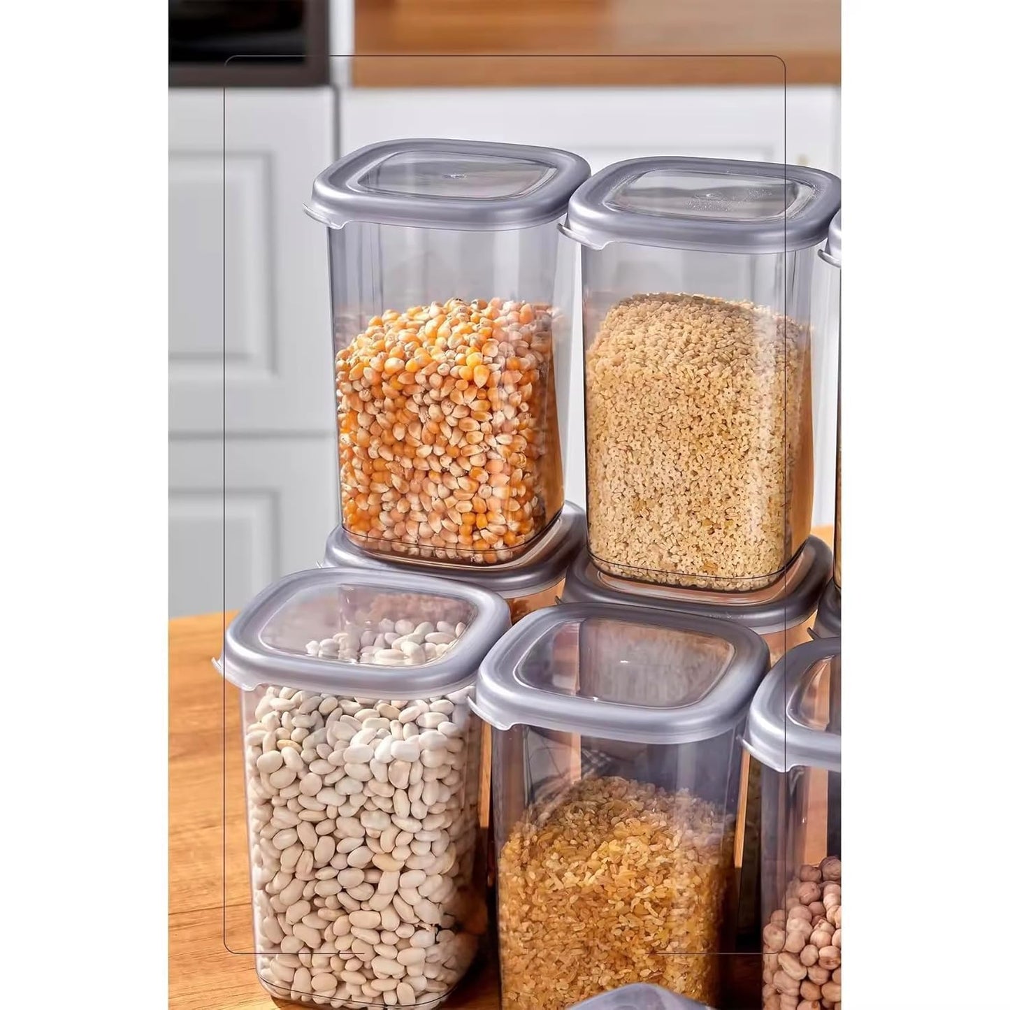 TrendoShop Airtight Kitchen Storage Containers Set | 1100 ML Transparent Food Storage Boxes for Pulses, Grains, Cereals, Snacks & Dry Fruits | Kitchen Accessories for Home (Pack of 6)