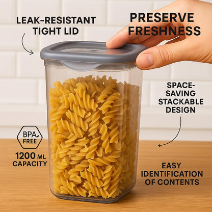 TrendoShop Airtight Kitchen Storage Containers Set | 1100 ML Transparent Food Storage Boxes for Pulses, Grains, Cereals, Snacks & Dry Fruits | Kitchen Accessories for Home (Pack of 6)