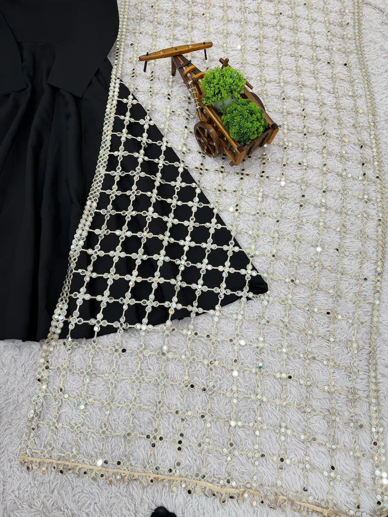 Crepe Mystic Black Anarkali Suit Set