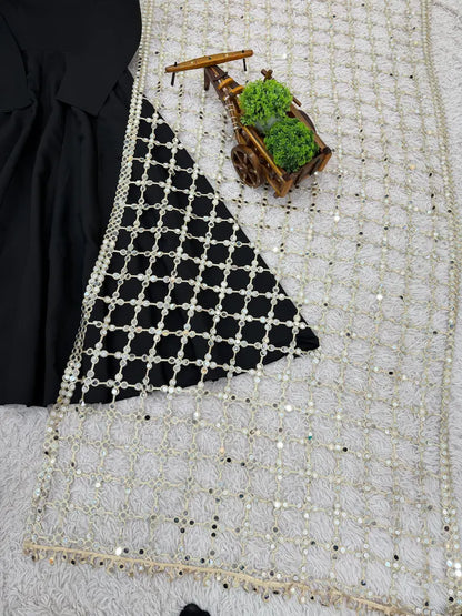 Crepe Mystic Black Anarkali Suit Set