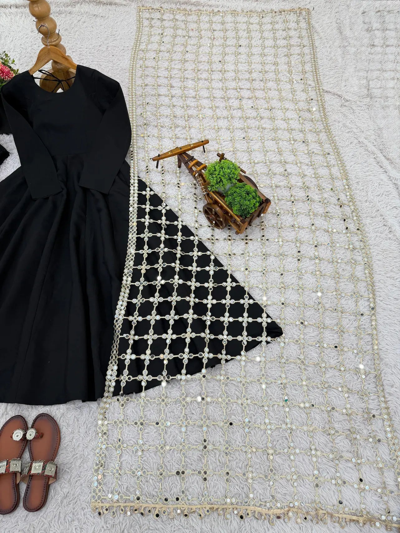 Crepe Mystic Black Anarkali Suit Set