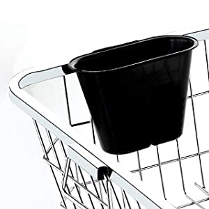 TrendoShop Premium Dish Drying Rack with Drainboard | Large Stainless Steel Kitchen Dish Drainer with Wire Basket & Removable Utensil Holder (56×45×26 cm)