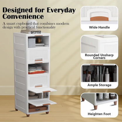 Multi-Purpose Modular Storage Box | Stackable Organizer Rack for Clothes, Kitchen, Bedroom & Living Room | Space-Saving Wardrobe Cabinet | 4-Piece Set (Ivory, 33L x 38W x 27H cm)