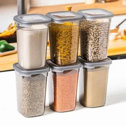 TrendoShop Airtight Kitchen Storage Containers Set | 1100 ML Transparent Food Storage Boxes for Pulses, Grains, Cereals, Snacks & Dry Fruits | Kitchen Accessories for Home (Pack of 6)