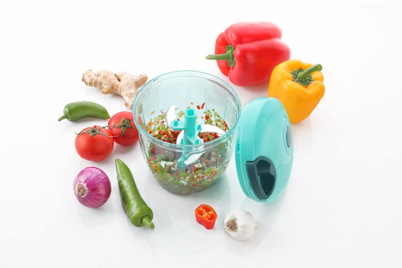 Manual Vegetable & Fruit Chopper Multicolor | Quick & Push Hand Chopper | 450ml/500ml/650ml/700ml/1000ml/1100ml Sizes | Kitchen Cutter for Salad, Ginger, Onion & Veggies