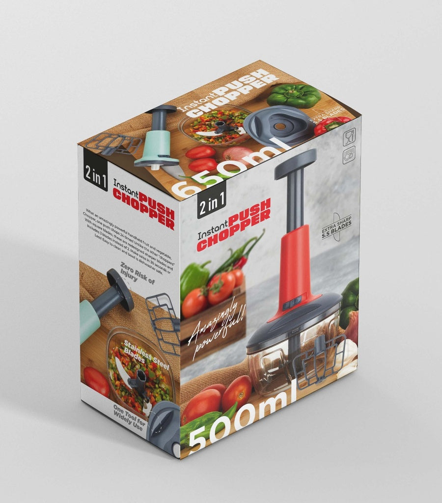 Manual Vegetable & Fruit Chopper Multicolor | Quick & Push Hand Chopper | 450ml/500ml/650ml/700ml/1000ml/1100ml Sizes | Kitchen Cutter for Salad, Ginger, Onion & Veggies