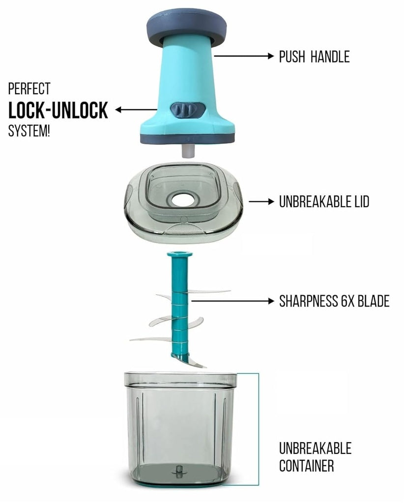 Manual Vegetable & Fruit Chopper Multicolor | Quick & Push Hand Chopper | 450ml/500ml/650ml/700ml/1000ml/1100ml Sizes | Kitchen Cutter for Salad, Ginger, Onion & Veggies