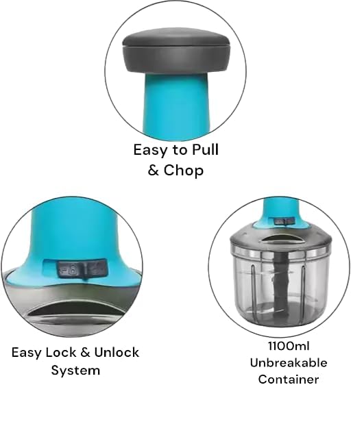 Manual Vegetable & Fruit Chopper Multicolor | Quick & Push Hand Chopper | 450ml/500ml/650ml/700ml/1000ml/1100ml Sizes | Kitchen Cutter for Salad, Ginger, Onion & Veggies