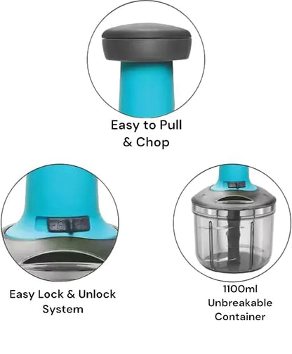 Manual Vegetable & Fruit Chopper Multicolor | Quick & Push Hand Chopper | 450ml/500ml/650ml/700ml/1000ml/1100ml Sizes | Kitchen Cutter for Salad, Ginger, Onion & Veggies