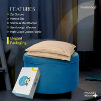 Cotton Saree Cover Bags for Storage – Set of 6 and 12 Large (16.5 x 14.5 Inches) | Zip Closure Clothes Storage Bags with Transparent Mesh Window | Wardrobe Organizer, Beige